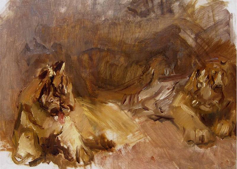 Max Slevogt Study of Lions Norge oil painting art